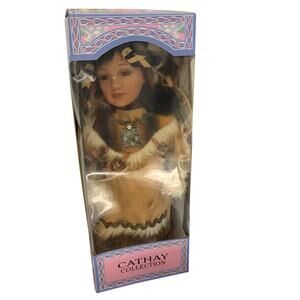 Cathay Collection Indian/Native American 16" Porcelain Doll IDDA w/ Box and COA